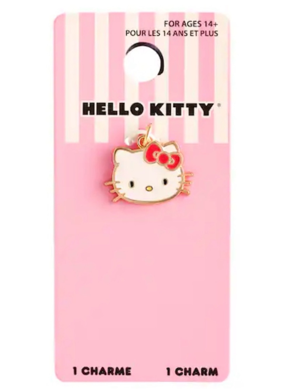 Hello Kitty Gold-Trim White Face Charm with Red Bow